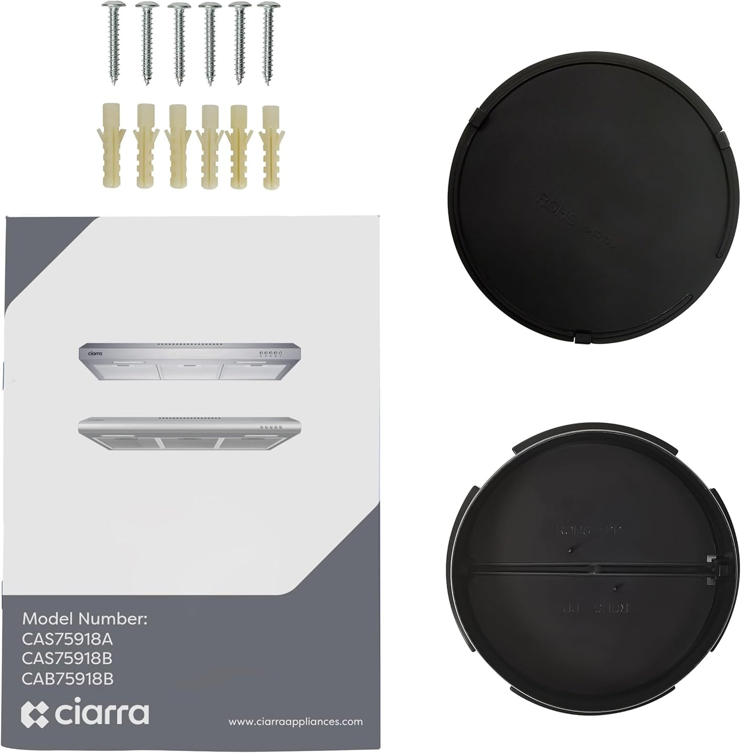 CIARRA Black Range Hood 30 inch Under Cabinet Ductless Range Hood Vent for Kitchen with Anti-fingerprint Design, 3 Speed Exhaust Fan