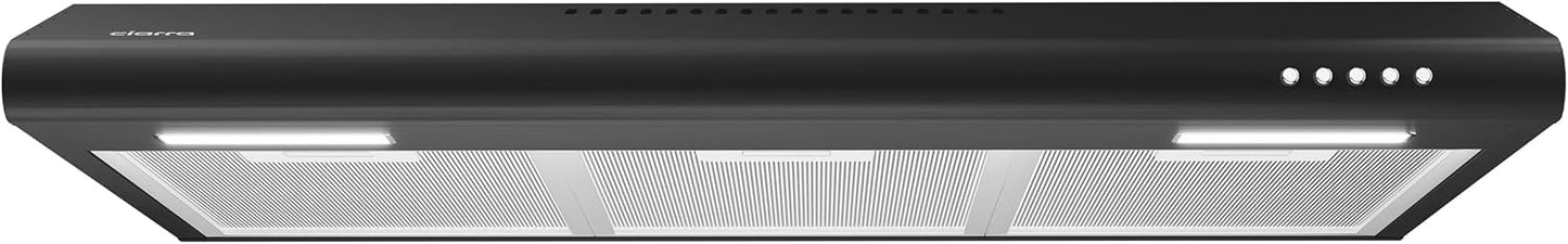 CIARRA Black Range Hood 30 inch Under Cabinet Ductless Range Hood Vent for Kitchen with Anti-fingerprint Design, 3 Speed Exhaust Fan
