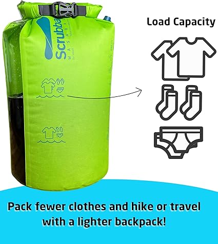 Scrubba Wash Bag Portable Washing Machine - Lightweight Manual Washing Machine for Travel, Camping, Laundry, Baby Clothes - Travel Essentials, Gift - use with Laundry Detergent/Sheets - 5.3 oz.