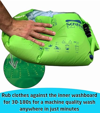 Scrubba Wash Bag Portable Washing Machine - Lightweight Manual Washing Machine for Travel, Camping, Laundry, Baby Clothes - Travel Essentials, Gift - use with Laundry Detergent/Sheets - 5.3 oz.